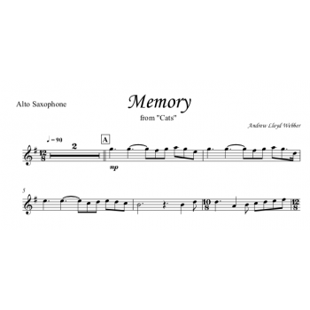 Memory (From Cats), Andrew Lloyd Webber - Alto Saxophone (Eb-Instrument)